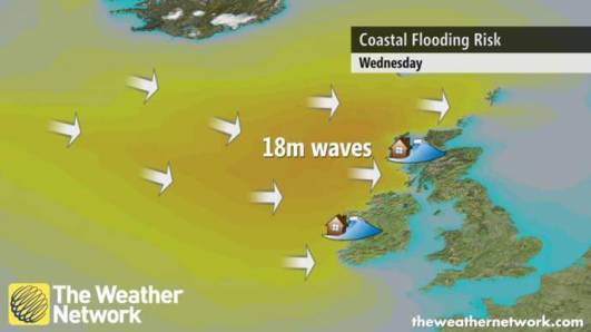 The Weather Network joining in the media interest with their infographic for the coastal flood risk on Wednesday 10th December.  SEPA issued Flood Alerts for coastal flood risk for the coastline from Dumfries and Galloway up to the Shetland Islands.